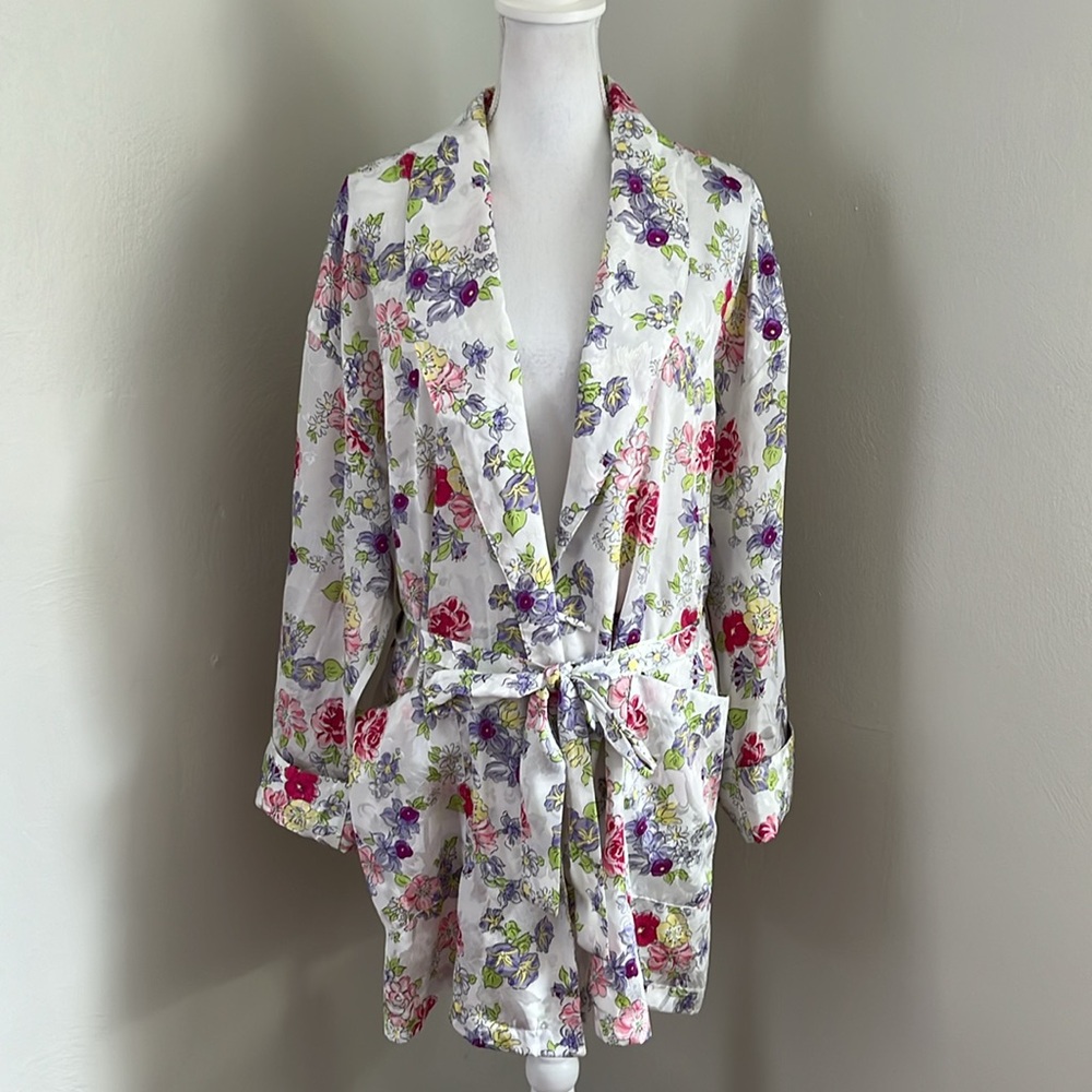 VTG Victoria's Secret Gold Label Floral Belted Robe - M/L